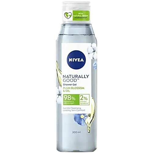 Nivea Naturally Good Shower Gel - With Plum Blossom & Oil, No Parabens & SLES, 300 ml  
