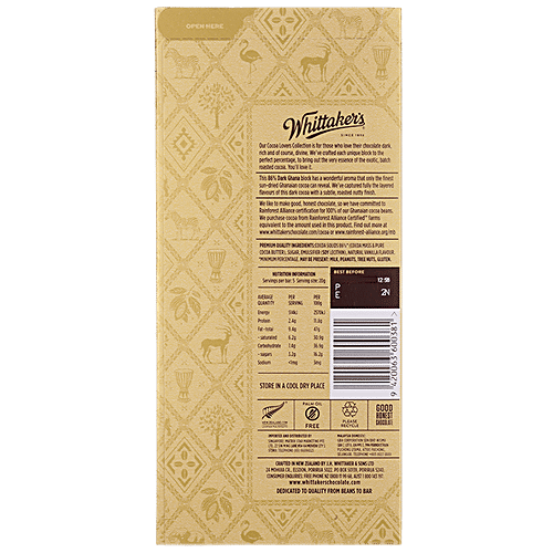 WHITTAKERS Cocoa Lovers Collection - 86% Ghana Extra Dark Chocolate, 100 g  