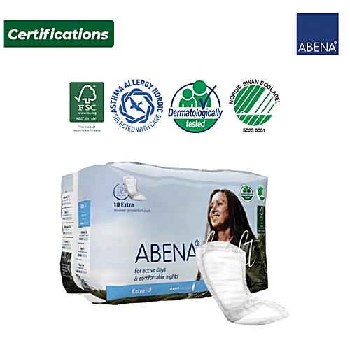 Abena Light Bladder Protection Pads - Extra, 3, Absorbs Quickly, Minimal Leakage, 10 pcs