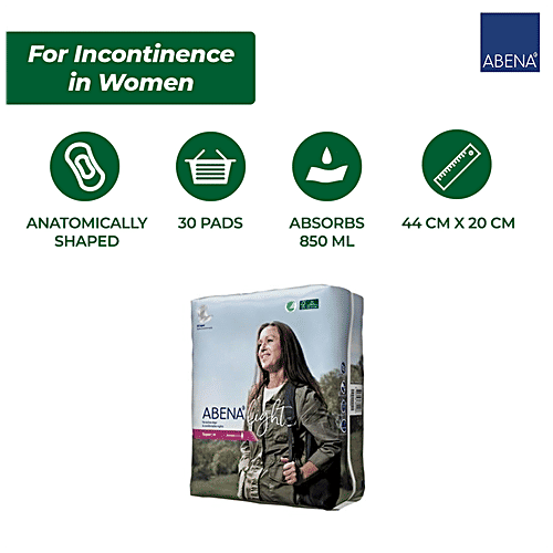 Abena Light Bladder Protection Pads - Super, 4, Absorbs Quickly, Minimal Leakage, 30 pcs