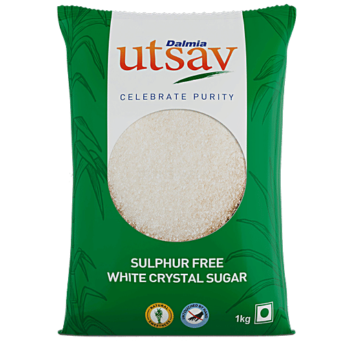 Dalmia Utsav White Crystal Sugar - Sulphur Free, High Quality, 1 kg  