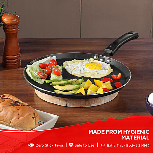 Vinod Vinod Aluminium Non-Stick Tawa - 30 cm, 3 mm, Bakelite Handle, Zest, 1 pc  