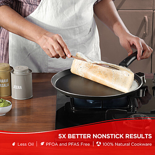 Vinod Vinod Aluminium Non-Stick Omini Tawa - 3 Layer Coating, 30 cm, 3 mm, Bakelite Handle, Zest, 1 pc  