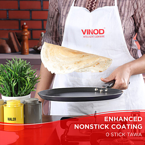 Vinod Vinod Aluminium Non-Stick Omini Tawa - 3 Layer Coating, 30 cm, 3 mm, Bakelite Handle, Zest, 1 pc  