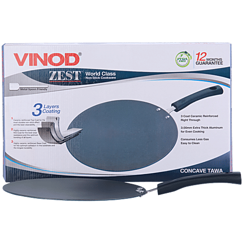 Vinod Zest Aluminium Non-Stick Concave/Chapati Tawa - 3 Layer Coating, 26.5 cm, 3 mm, 1 pc