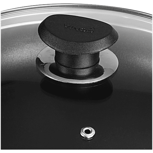 Vinod Aluminium Fry Pan - Non Stick Coated, 43.5 cm, 3 mm, with Lid, Backlite Handle, 1 pc  