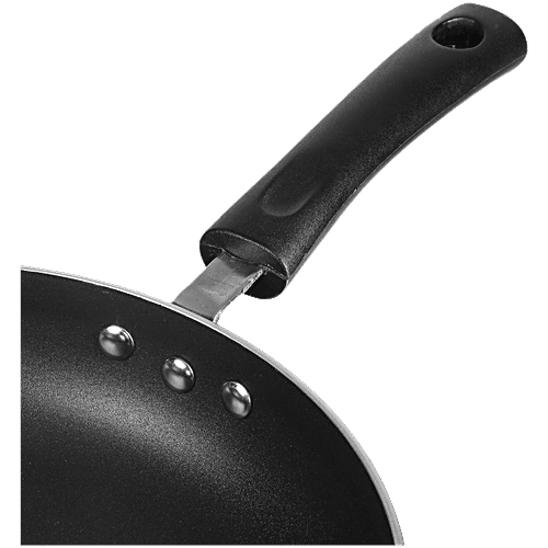 Vinod Aluminium Fry Pan - Non Stick Coated, 43.5 cm, 3 mm, with Lid, Backlite Handle, 1 pc  