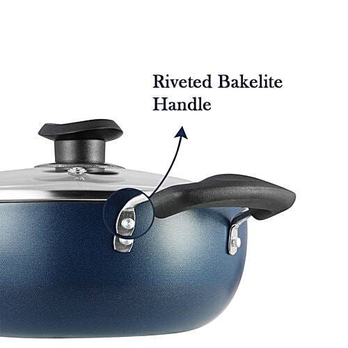 Vinod Zest Virgin Non-Stick Aluminium Kadai - With Glass Lid, 26 cm, 3 mm, 4.1 l  