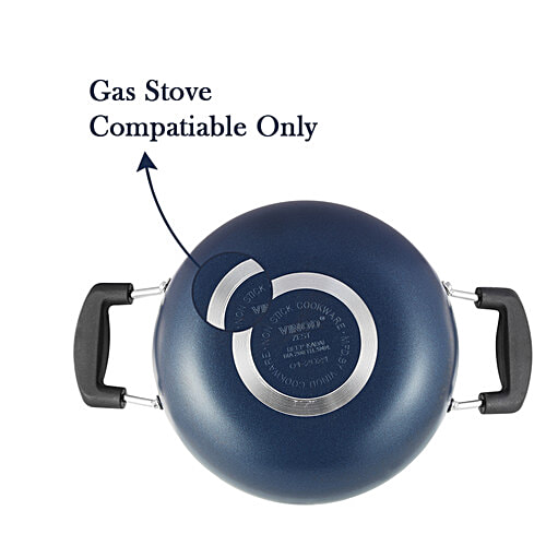 Vinod Zest Virgin Non-Stick Aluminium Kadai - With Glass Lid, 26 cm, 3 mm, 4.1 l  