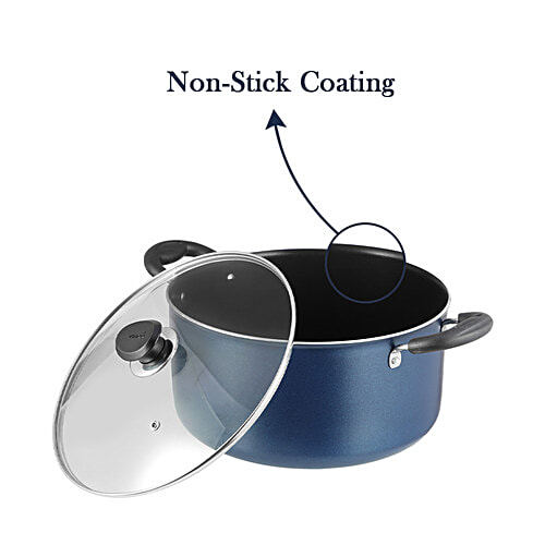 Vinod Zest Aluminium Casserole - 2 Layer, 20 cm, 3 mm, Glass Lid, Bakelite Handle, 3.1 l