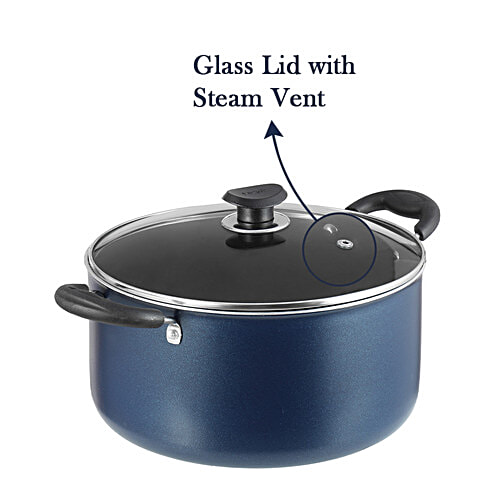Vinod Zest Aluminium Casserole - 2 Layer, 20 cm, 3 mm, Glass Lid, Bakelite Handle, 3.1 l