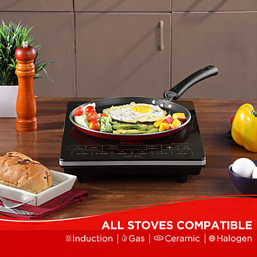 Vinod Zest Inducto Aluminium Non-Stick Flat/Dosa Tawa - 3 Layer Coating, Induction Base, 25 cm, 4 mm, 1 pc