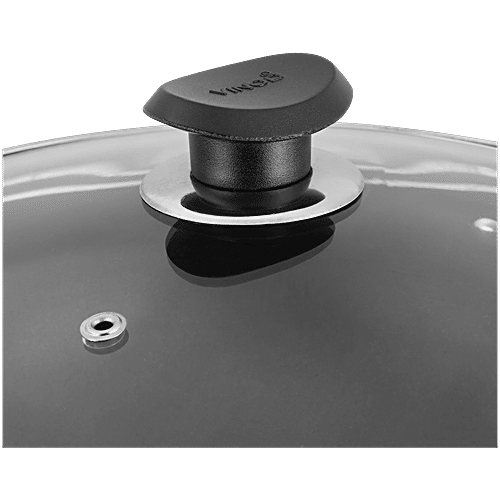 Vinod Zest Non-Stick Aluminium Deep Kadai - Induction Base, With Glass Lid, 24 cm, 3 mm, 3.1 l
