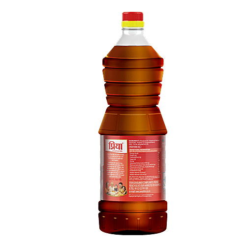 Priya Kachi Ghani Mustard Oil - With Vitamin A & D, Great In Taste & Aroma, 1 L  
