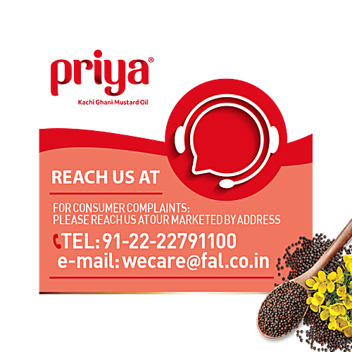 Priya Kachi Ghani Mustard Oil - With Vitamin A & D, Great In Taste & Aroma, 1 L  