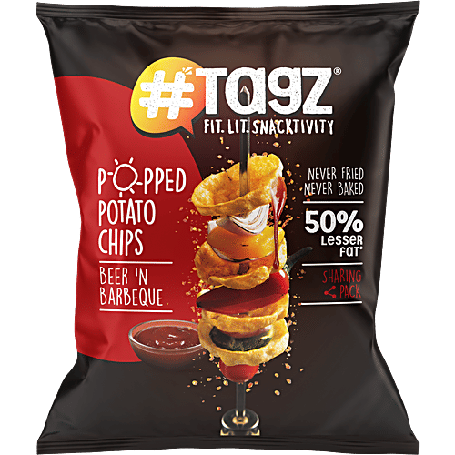 Buy tagz Popped Potato Chips Beer n Barbeque, Spicy & Crunchy, No