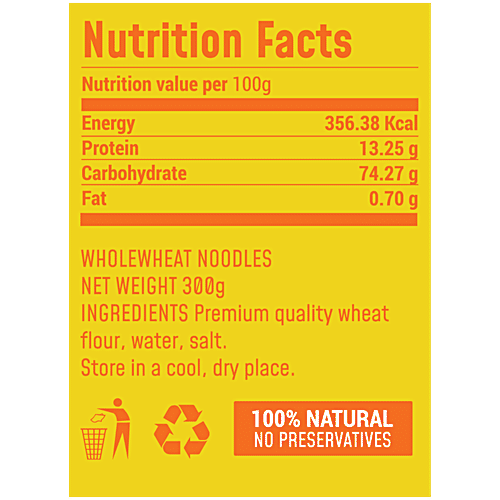 MasterChow Whole Wheat Hakka Noodle - Thin, Atta, Vegetarian, High Quality Flour, 300 g (Pack of 2) 