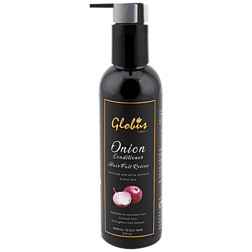Globus Naturals Hair Fall Rescue Onion Conditioner - Enriched With Amla, Almond & Aloe Vera, Accelerates Growth, 250 ml  