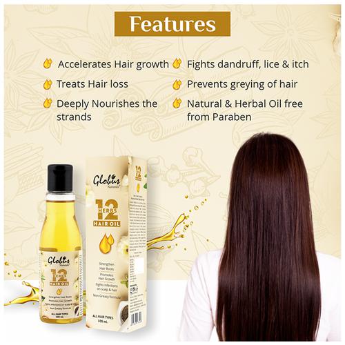 Buy Globus Naturals 12 Herb Hair Oil - With Comb Applicator, No Parabens &  Sulphate, Promotes Hair Growth Online at Best Price of Rs 290 - bigbasket