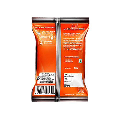 Sunbean Strong Instant Coffee Powder, 500 g Pouch Pure Instant Coffee, Strong Aroma And Flavour