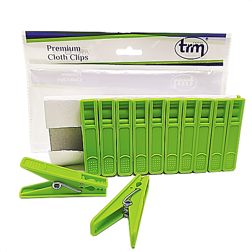 Buy Trm Premium Plastic Hanging Cloth Drying Clips 2mm, Green Online