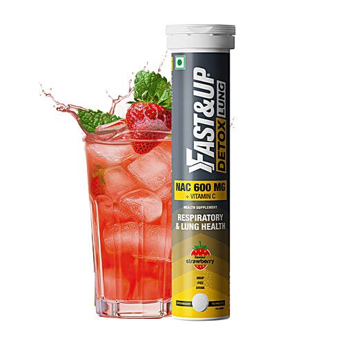 Fast&Up Detox Lung Cleanser & Smoking Cessation Tablets, Strawberry, 20 pcs  For Respiratory & Lung Health, Drop Fizz Drink,