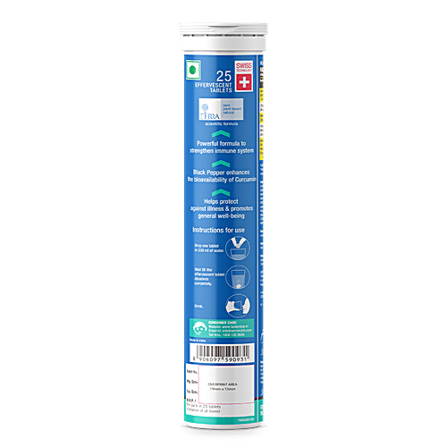 Fast&Up Curcumin Turmeric Extract 500 mg Effervescent Tablets - Immunity Shield, Mango, 25 pcs Tube 