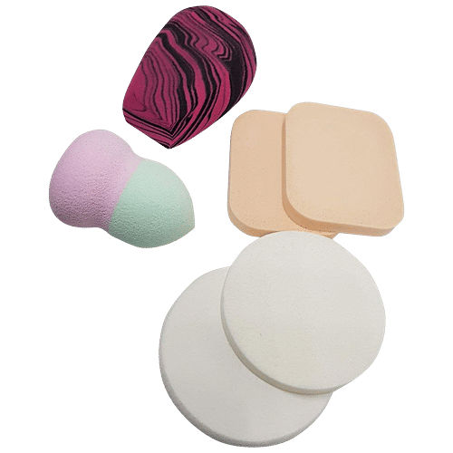 Bronson professional 6 In 1 Makeup Blender Sponge & Puff Set - Colour & Shape May Vary, 1 pc  