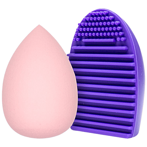 Beautiliss Professional Beauty Blender Makeup Puff Sponge & Silicon Makeup Brush Cleaner Set, 1 pc  