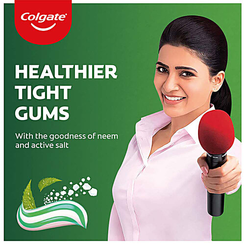 Colgate Active Salt Neem Toothpaste, Germ Fighting Toothpaste for Healthy, Tight Gums, 600g, Buy 2 Get 1, 600 g (Buy 2 Get 1) 