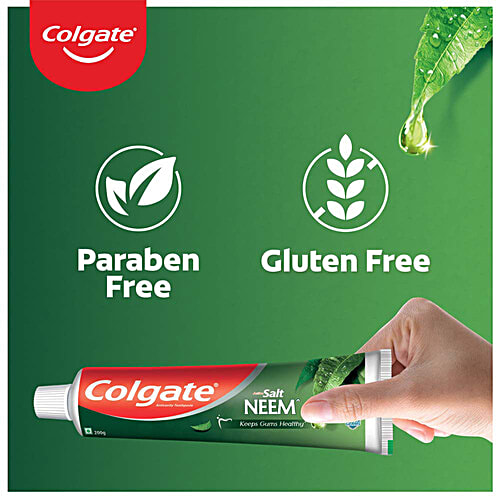 Colgate Active Salt Neem Toothpaste, Germ Fighting Toothpaste for Healthy, Tight Gums, 600g, Buy 2 Get 1, 600 g (Buy 2 Get 1) 
