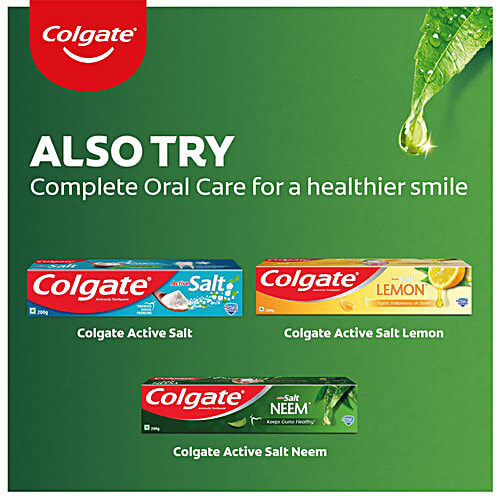Colgate Active Salt Neem Toothpaste, Germ Fighting Toothpaste for Healthy, Tight Gums, 600g, Buy 2 Get 1, 600 g (Buy 2 Get 1) 