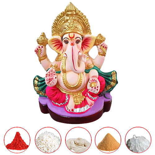 Arham Eco-Friendly Clay Shri Ganesha / Ganpati Idol / Murti - 20 cm, 1 pc