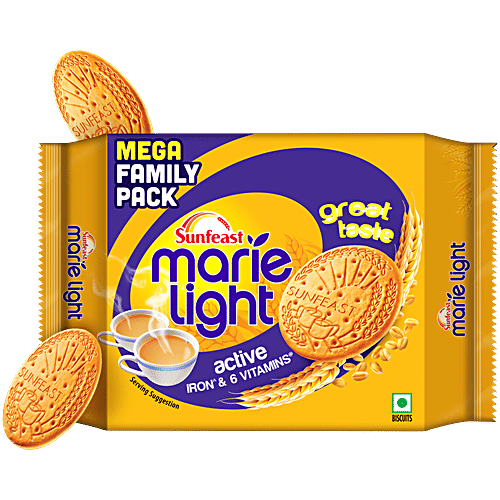 Sunfeast Marie Light Active Biscuits, 956 g (Family Pack) With Iron and 6 Vitamins, Tea-Time Biscuits