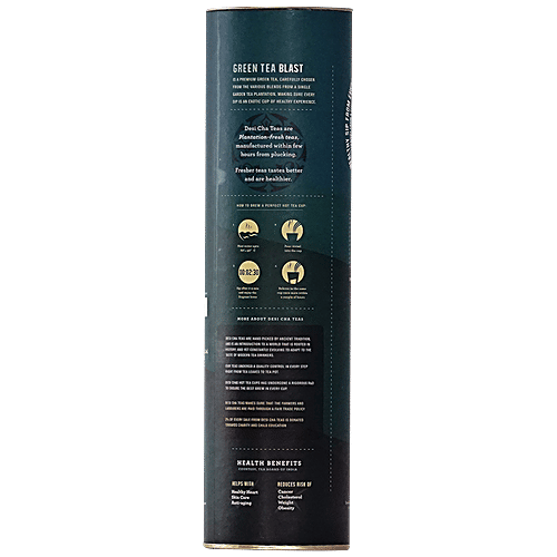 Desi Cha Hot Infusion Tea Cups - Green Tea Blast - On-The-Go, 25 g (10 cups x 2.5 g) 