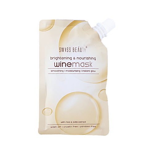 Swiss Beauty Wine Face Mask - With Rice & Oats Extract, For Glow, Cruelty & Paraben Free, 80 ml  