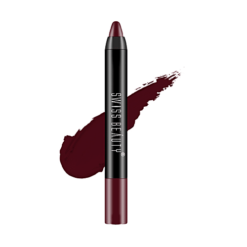 Swiss Beauty 12 Hrs. Stay Matte Crayon Lipstick - Long Lasting & Pigmented, 3 g SB-S18-13 Dynamite Berry 