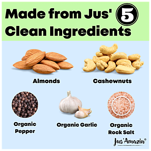 Jus Amazin 5-Minute Pasta Sauce - Creamy Alfredo, 5 Ingredients, 85% Nuts, No Chemicals, 200 g Jar