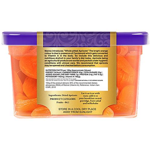 Buy Manna Dried Apricots Natural, Rich In Dietary Fibre & Vitamin A