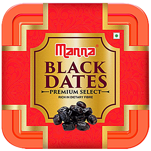 Manna Premium Black Dates - Natural, Rich In Dietary Fibre & Iron, 400 g  