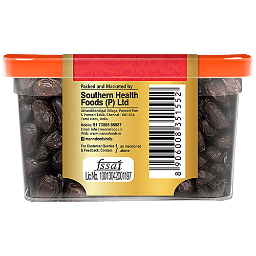 Manna Premium Black Dates - Natural, Rich In Dietary Fibre & Iron, 400 g  