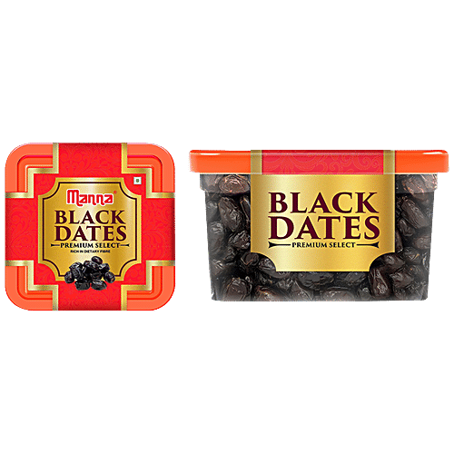 Manna Premium Black Dates - Natural, Rich In Dietary Fibre & Iron, 400 g  