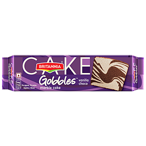 Britannia Gobbles Marble Cake - Choco Vanilla, Soft & Fluffy Snack, 110 g  