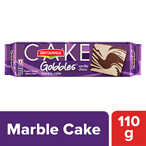 Britannia Gobbles Marble Cake - Choco Vanilla, Soft & Fluffy Snack, 110 g  