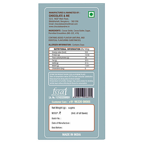 Buy Chocolate and Me 85 Dark Chocolate Bar Rich In Cocoa & Nutrients