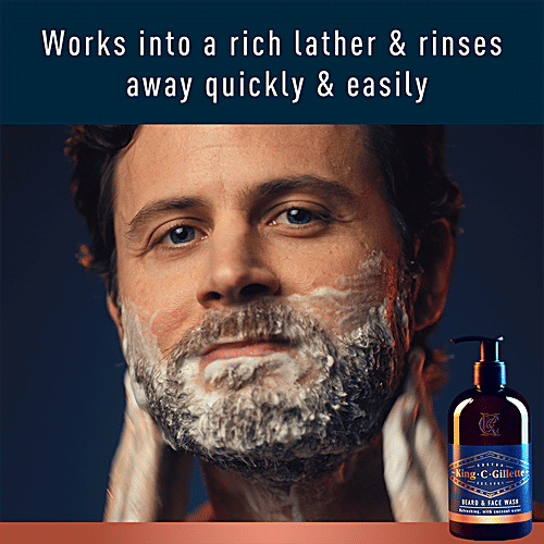 King C. Gillette Men's Beard & Face Wash - With Coconut Water, Refreshing, 350 ml  
