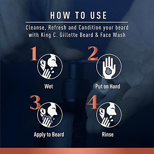 King C. Gillette Men's Beard & Face Wash - With Coconut Water, Refreshing, 350 ml  