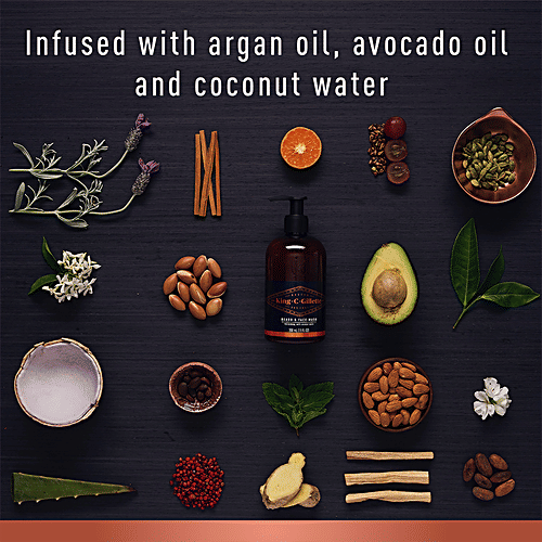 King C. Gillette Men's Beard & Face Wash - With Coconut Water, Refreshing, 350 ml  