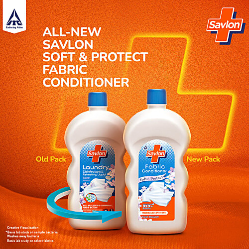 Savlon Fresh Blossom Fabric Conditioner, 890 ml Soft & Protect, Fresh Blossom Fragrance