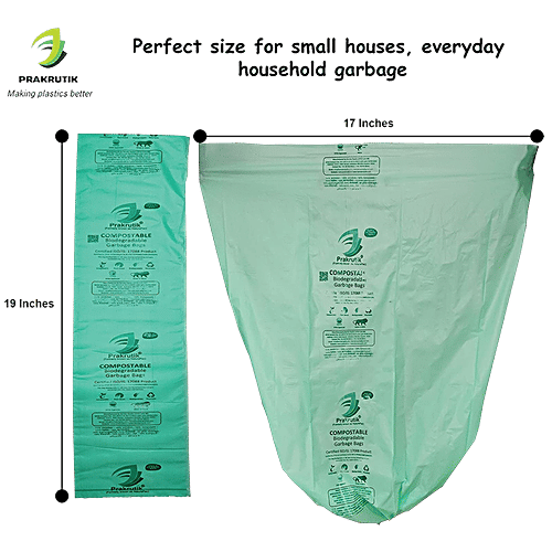 Buy Prakrutik Compostable Garbage Bag Small, Green Bag, 17x19 Online